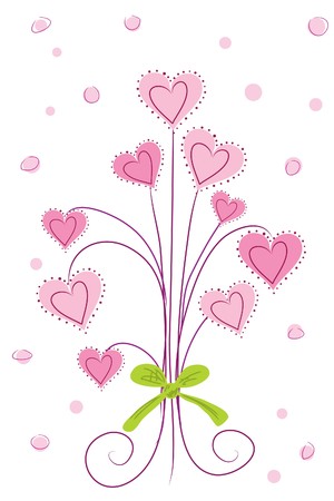 beautiful bouquet of heart flower on white backgroundのイラスト素材