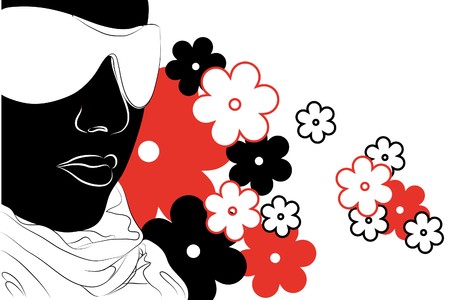 Beautiful   Girl in sunglasses on white background (illustration)のイラスト素材