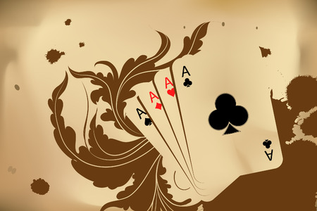 Revolver and playind cards on bround backgroundのイラスト素材