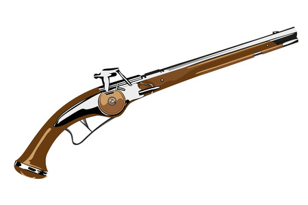 pistol XVII century on white backgroundのイラスト素材