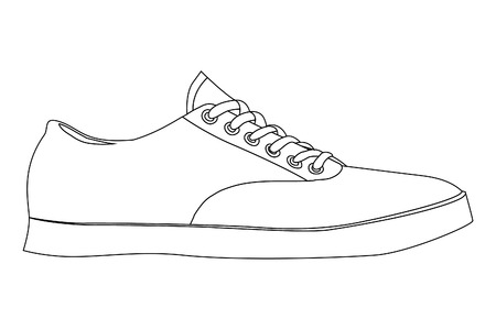 Black outlined shoes on white backgroundのイラスト素材