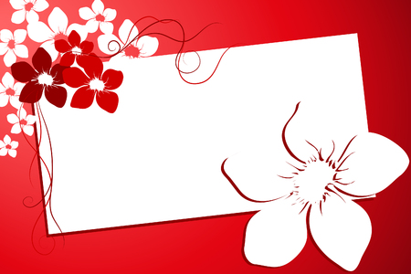 White flowers on red background (illustration)のイラスト素材