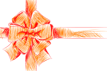 orange gift ribbon on white backgroundのイラスト素材