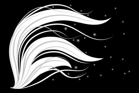 White feather on black background (illustratino)のイラスト素材