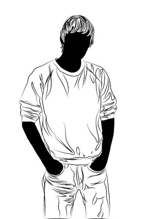 man silhouette on white background (illustration)のイラスト素材