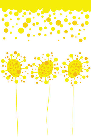 three beautiful blossom abstract bright yellow flowers のイラスト素材