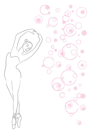 contour of beautiful flexible ballerina with bubbleのイラスト素材