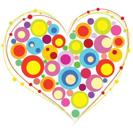 beautiful abstract heart from bright color circleのイラスト素材