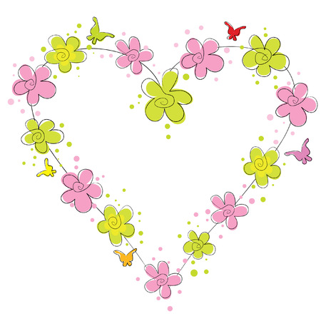 big heart from bright beautiful blossom flowersのイラスト素材