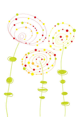 three beautiful abstract flowers on white backgroundのイラスト素材