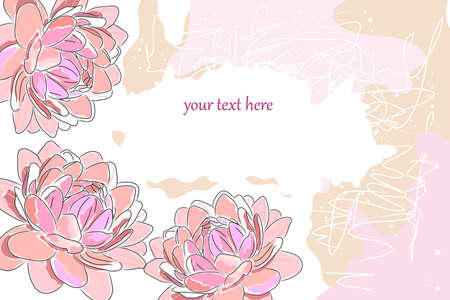 beautiful blossom pink watercolor dahlia and splashのイラスト素材