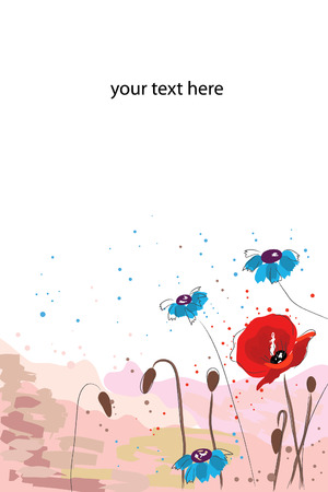 beautiful bright watercolor blossom poppy and cornflowerのイラスト素材