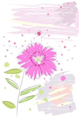 beautiful pink watercolor carnation with splash on white backgroundのイラスト素材