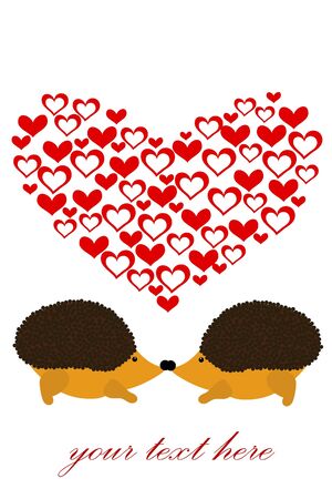 two love hedgehog with heartのイラスト素材