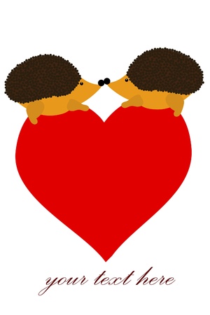 two love hedgehog with heartのイラスト素材