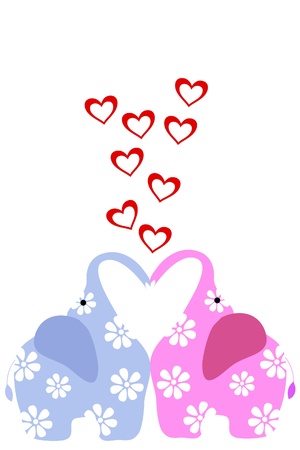 two elephant with heartsのイラスト素材
