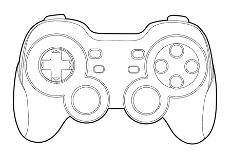 Black outline gamepad on white bakcground (vector illustration)のイラスト素材