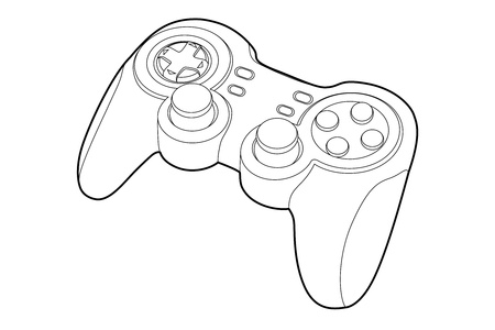 Black outline gamepad on white bakcground (vector illustration)のイラスト素材