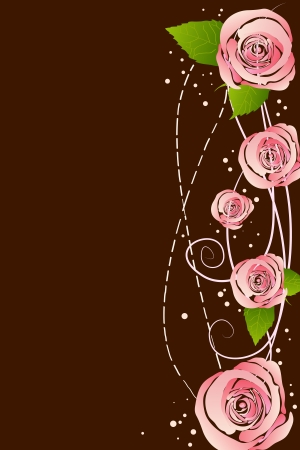 beautiful pink blossom roses on brown backgroundのイラスト素材