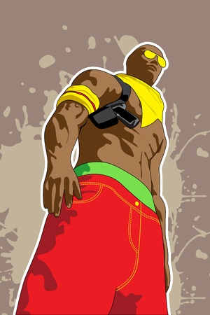 vector illustration (man on dirty brown background)のイラスト素材