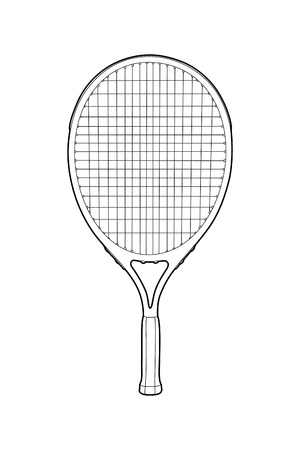 black outline tennis racket on white backgroundのイラスト素材