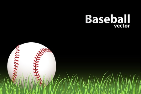 illustration of a Basball (ball on green grass)のイラスト素材