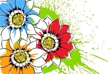 Beautiful bright colorful flowers (vector illustration)のイラスト素材