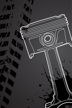 White outline vector illustration (engine pistons)のイラスト素材