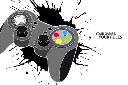 Vector console or PC joystick on white background