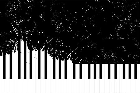 Vector piano keyboard on black background (illustration)のイラスト素材