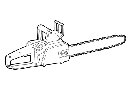 outline chainsaw on white backgroundのイラスト素材
