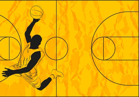  basketball player on orange background (illustration)のイラスト素材
