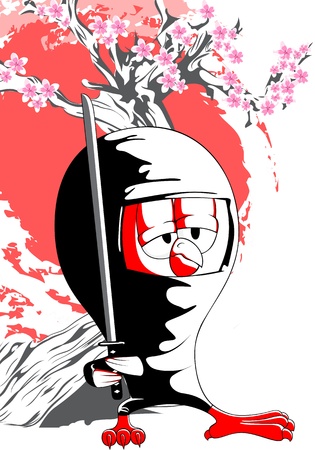 Cartoon ninja chickのイラスト素材