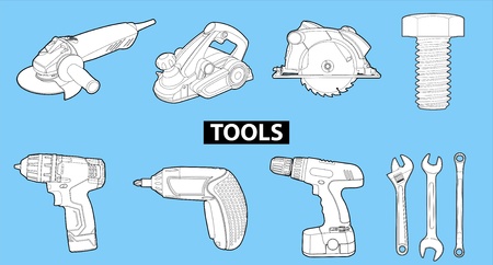 tools on blueのイラスト素材