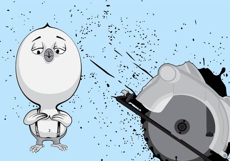 Chick with sawのイラスト素材