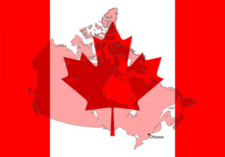 stylized Canada map with flag on backgroundのイラスト素材