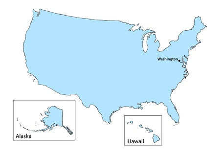 USA map on white backgroundの写真素材