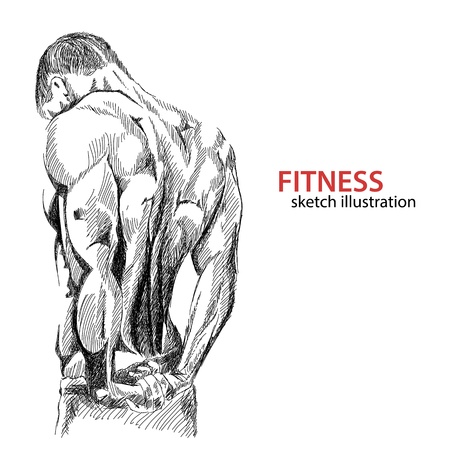 athletic mans backのイラスト素材