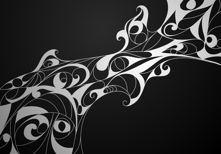 White floral Pattern on black backgroundのイラスト素材