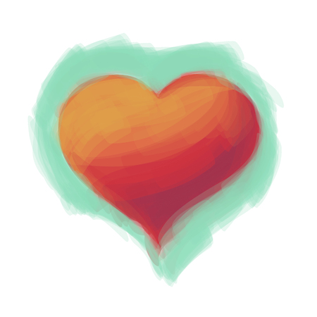 Red drawn Love Heart Valentine postcardのイラスト素材