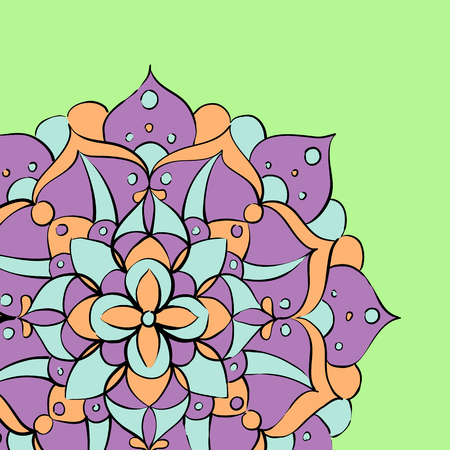 Colorful round mandala ornament flowerのイラスト素材