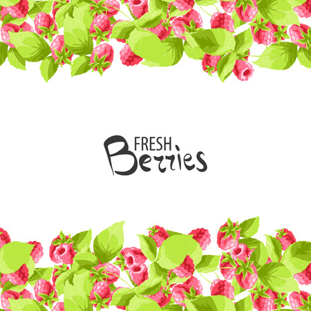 Bright raspberry with leaves on a white backgroundのイラスト素材