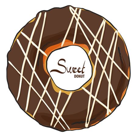 Chocolate donut with white frosting on a white backgroundのイラスト素材