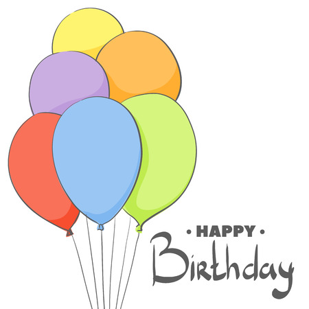 Gel-colored balls on a white background with the inscription Happy Birthdayのイラスト素材