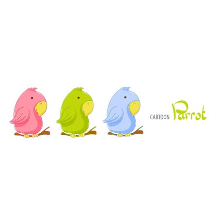 Illustration of cute cartoon parrotのイラスト素材