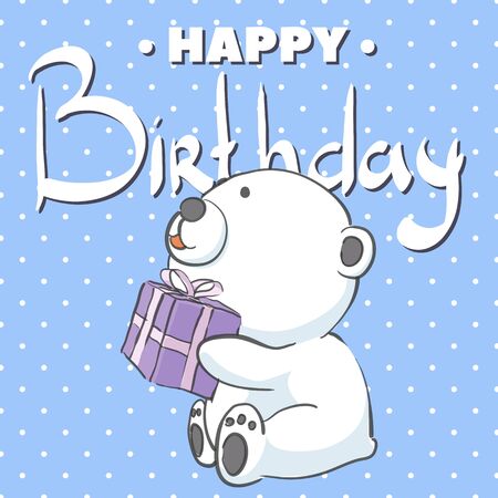 Happy birthday postrcard with bearのイラスト素材