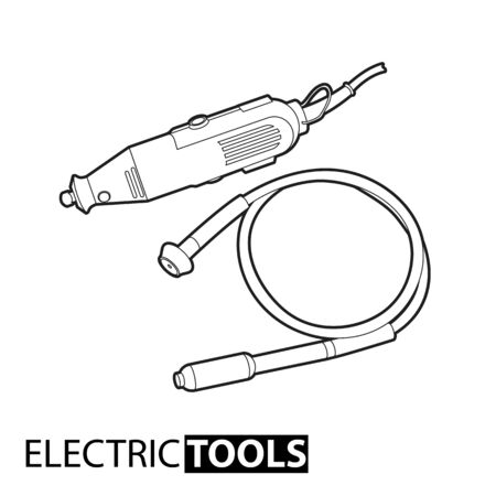 Outline electric drill on white backgroundのイラスト素材