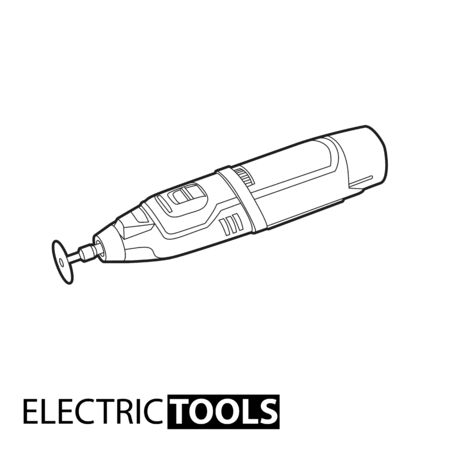 Outline electric drill on white backgroundのイラスト素材