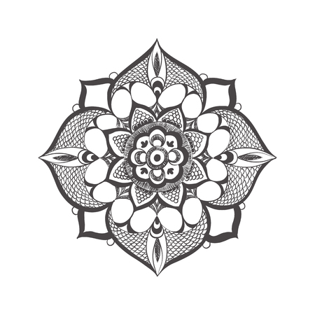 Elegant mandala pattern in black and white for your experiments.のイラスト素材