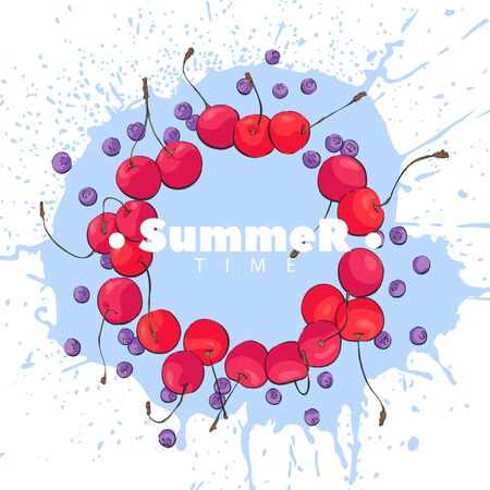 Berry mix on a bright backgroundのイラスト素材